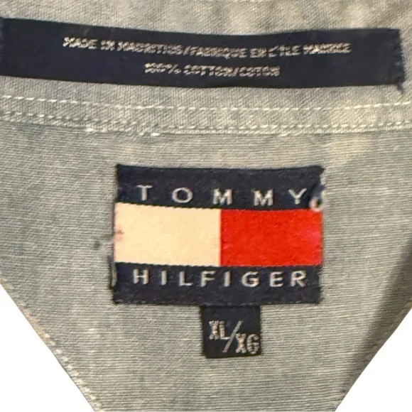 Tommy Hilfiger Vintage 90s Striped Button Down Shirt XL Crest Logo - Picture 9 of 12